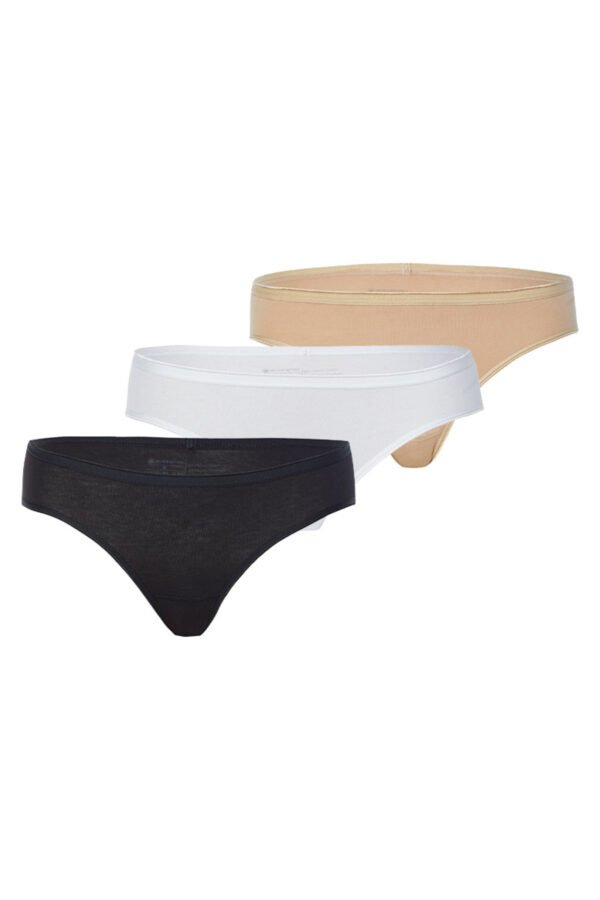 Kadın Slip Külot 3'lü Paket Essential 1575 - Beyaz Ten Siyah