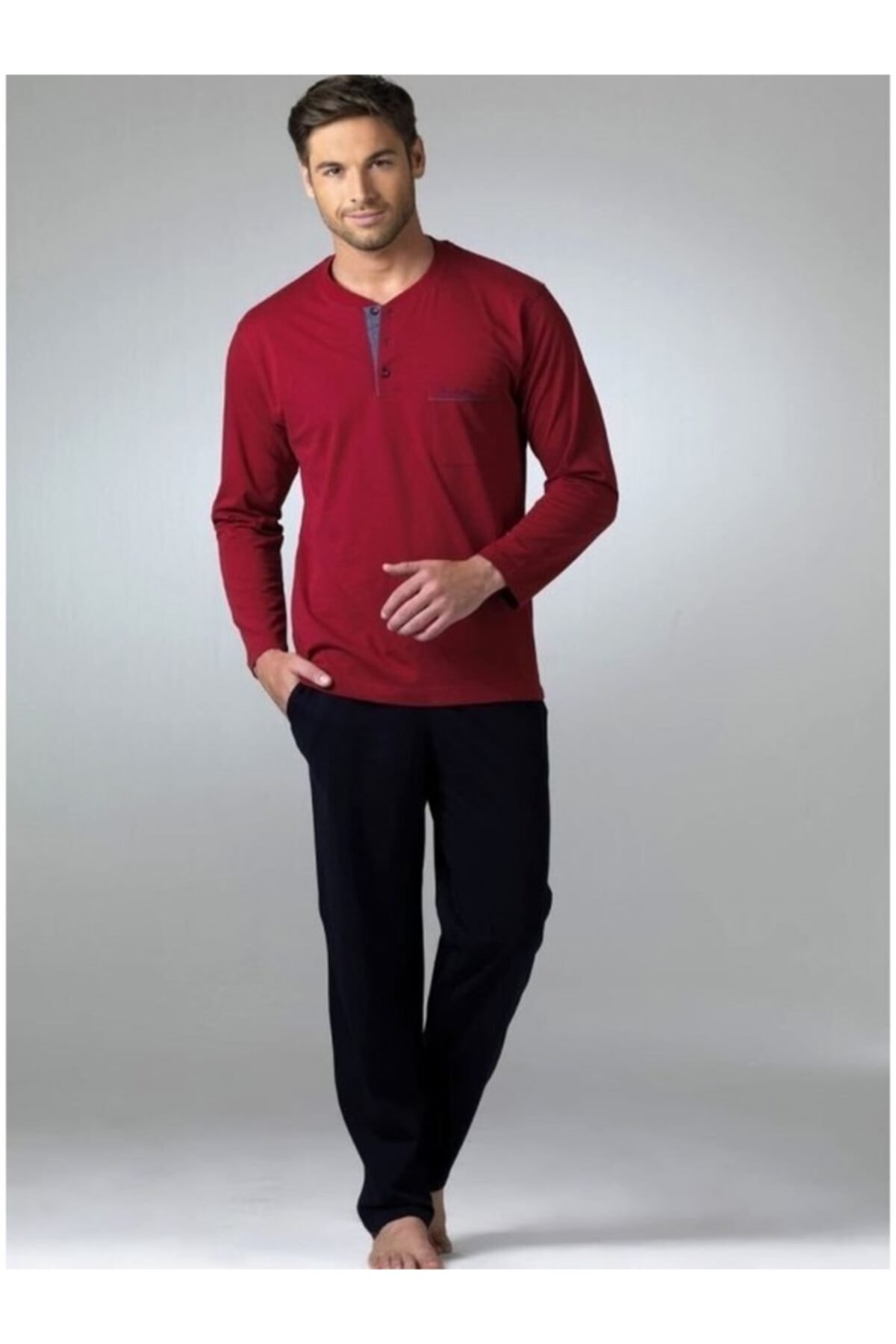 pierre cardin erkek uzun kol eyiz bordo pijama tak